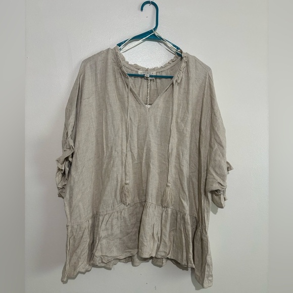 Linen Ruffle Blouse - Picture 2 of 4